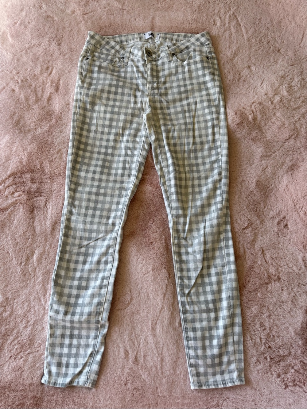 PAIGE Verdugo Ankle Skinny Denim Jeans Gingham Size 30
